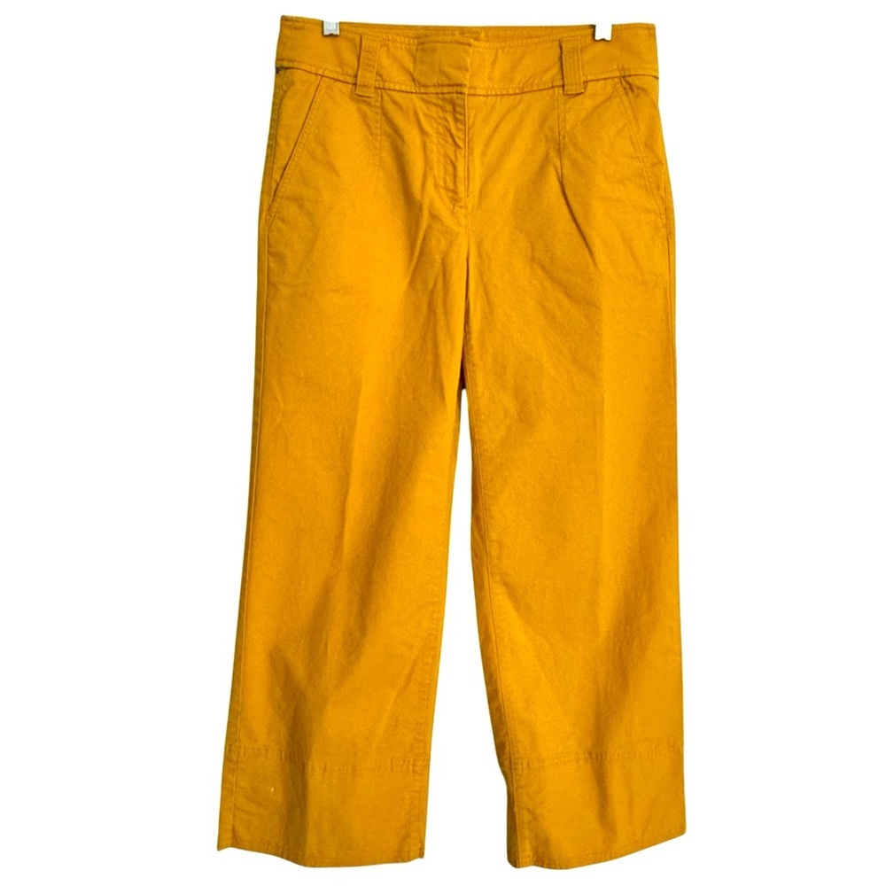LOFT Size 4 Gold Cotton/Spandex Chinos Wide Leg High Rise Pockets